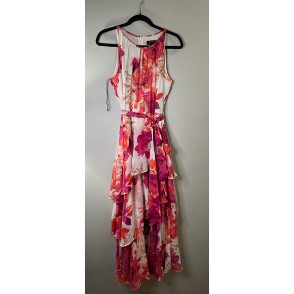 Tahari Arthur S Levine Dresses & Skirts - Tahari Floral Tiered Halter Maxi Dress - Pink Floral